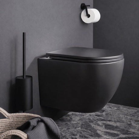 JTP Wall Hung Toilet Matt Black JTP Wortex Wall Hung Rimless Toilet with Toilet Seat and Tornado Flush