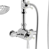 Heritage Exposed Shower Set Heritage Gracechurch Mother of Pearl Exposed Shower Set with Deluxe Fixed Riser Kit, Showerhead, Handset and Hose in Chrome