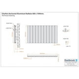Eastbrook Panel Radiator Eastbrook Charlton Horizontal Aluminium Designer Radiator in Matt White