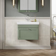 Aquarius Wall Mounted Vanity Unit Green / 1 Aquarius Leighton 600mm Wall Mounted One Drawer Vanity Unit with Basin