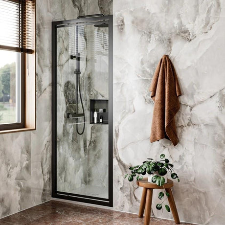 Crosswater Pivot Shower Door Matt Black / 900mm Crosswater Clear 6 Pivot Shower Door