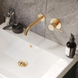 Saneux Wall Mounted Basin Tap Saneux Cos Wall Mounted 2 Hole Basin Mixer Tap in Brushed Brass