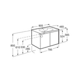 Roca Tenet 800mm Wall Mounted Two Door Vanity Unit with Basin