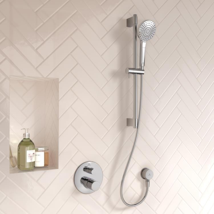 Ideal Standard Concealed Shower Valve Ideal Standard Ceratherm T100 Concealed Thermostatic Shower Valve Set with Wall Elbow and Handset in Chrome