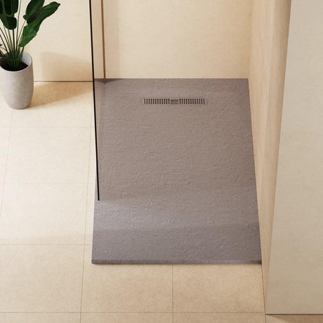Crosswater Rectangle Shower Tray Light Grey / 900 x 1500 Crosswater Vito Textured Rectangle Shower Tray with Waste