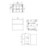 Crosswater Wall Mounted Vanity Unit Crosswater Avenue Vanity Unit with Basin - 600mm - Two Drawer - Wall Mounted