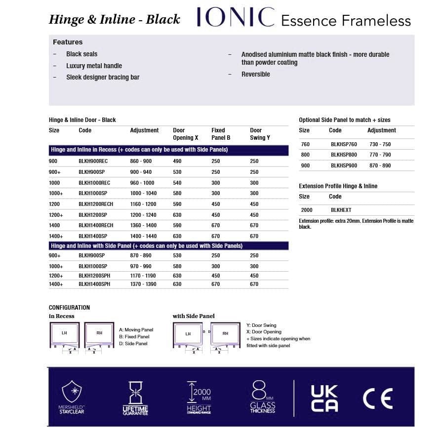 Merlyn Hinged Shower Door Merlyn Ionic Essence Frameless Hinged Shower Door and Inline Panel