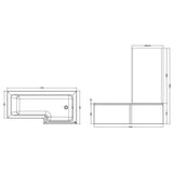 Aquarius Bathrooms L-Shaped Shower Bath Aquarius Urbano L-Shape Square Shower Bath Pack with Screen and Panel