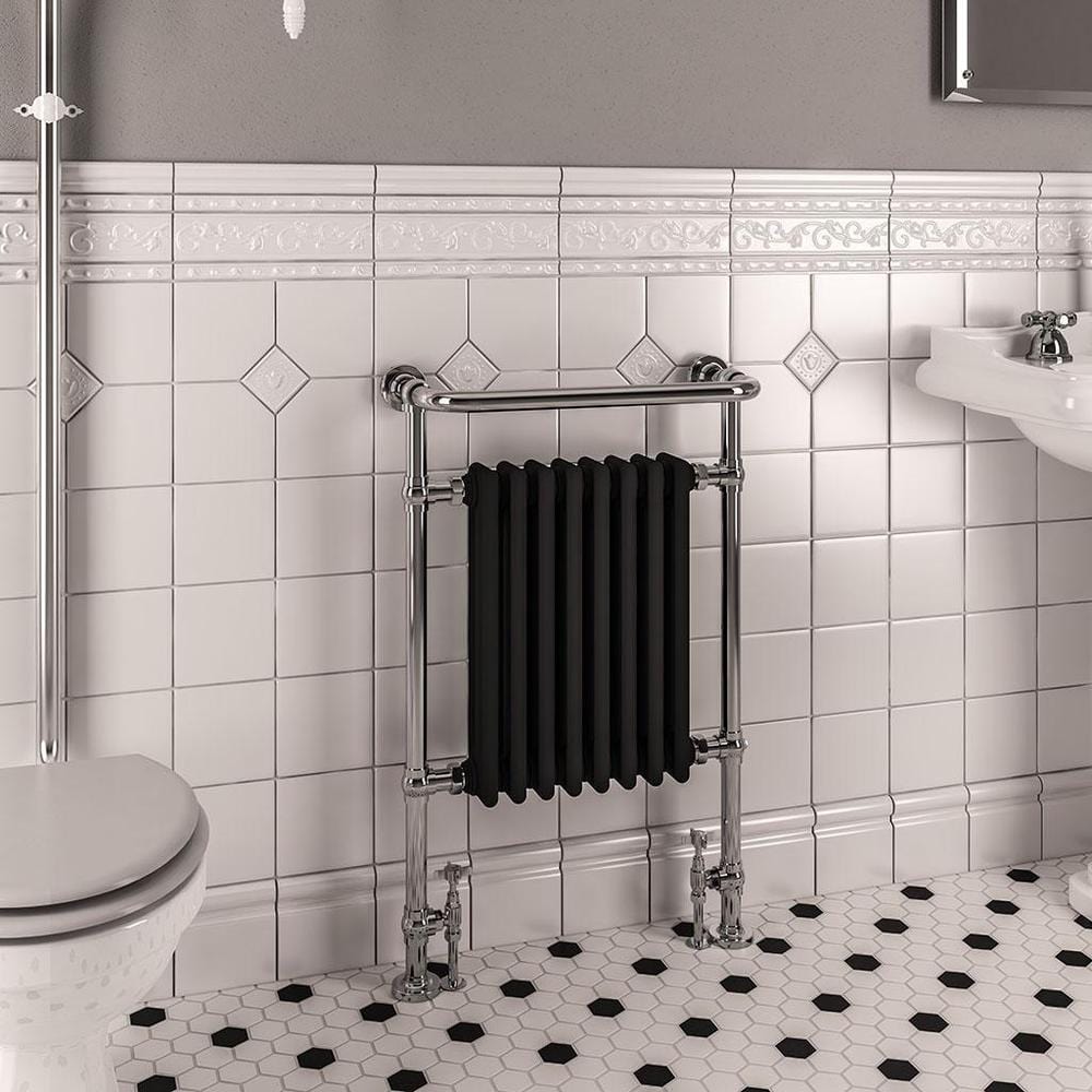 Eastbrook Central Heating Eastbrook Isbourne Straight Vertical Traditional Radiator in Matt Black