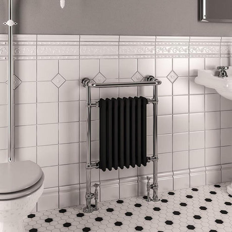 Eastbrook Central Heating Eastbrook Isbourne Straight Vertical Traditional Radiator in Matt Black