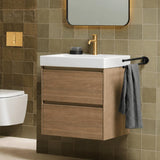 Roca Wall Mounted Vanity Unit Dark Elm Roca Ona 600mm Wall Mounted Two Drawer Vanity Unit with Basin