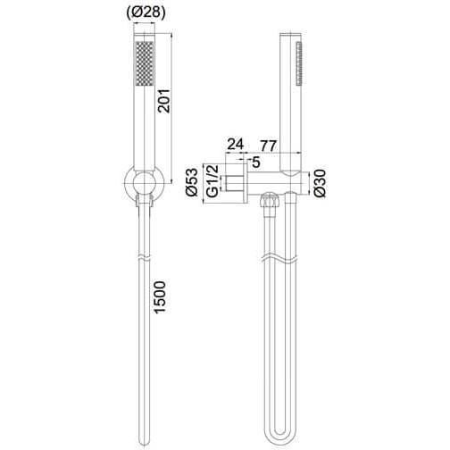 Crosswater Shower Handset Crosswater MPRO Wall Mounted Outlet with Shower Handset and Hose