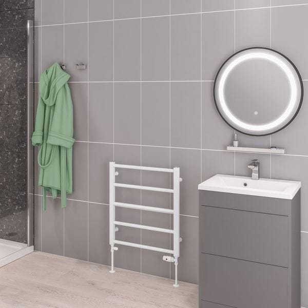 Eastbrook Ladder Rail 650 x 600mm / Electric Only Eastbrook Tuscan Round Heated Towel Rail in White
