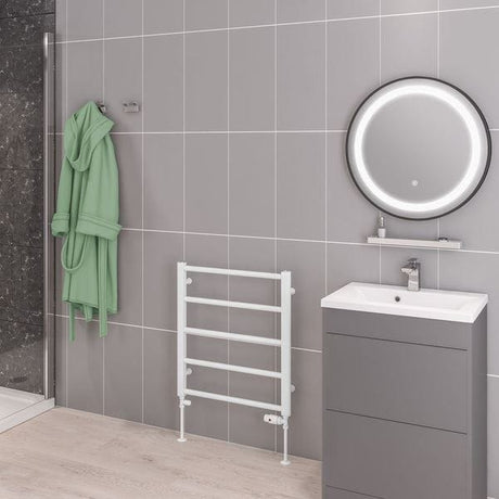 Eastbrook Ladder Rail 650 x 600mm / Electric Only Eastbrook Tuscan Round Heated Towel Rail in White