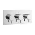 Crosswater Concealed Shower Valve Chrome Crosswater MPRO 2 Outlet, 3 Handle Horizontal Concealed Thermostatic Shower Valve