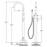 JTP Freestanding Bath Filler JTP Florence Floorstanding Bath Mixer Tap and Pencil Handset