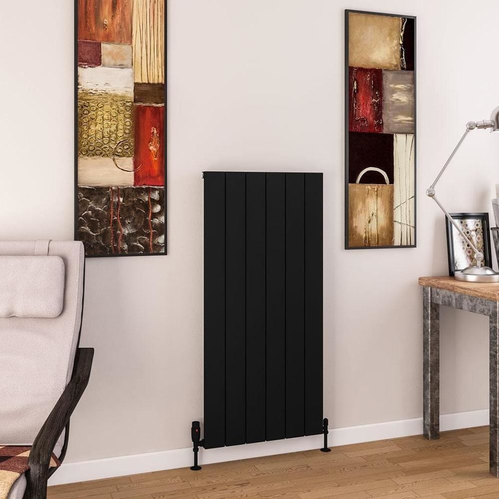 Eastbrook Panel Radiator 1200 x 565 / Central Heating Eastbrook Charlton Vertical Aluminium Designer Radiator in Matt Black