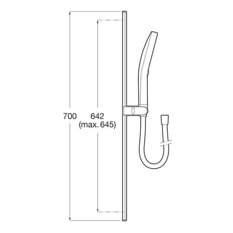 Roca Shower Riser Rail Roca Plenum 3 Function Shower Handset with Slide Rail, Bracket and Hose