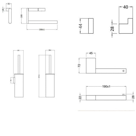 Crosswater Accessory Set Crosswater MPRO Wall Mounted Accessory Set