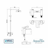 Aquarius Bathrooms Exposed Shower Set Aquarius Hydro Complete Shower Brassware Pack with Basin Mixer, Bath Mixer & Round Exposed Shower
