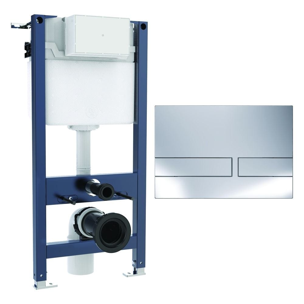 Crosswater Wall Hung WC Frame Venue Plate in Chrome Crosswater 0.98m Dual Flush WC Support Frame Set with Flush Plate