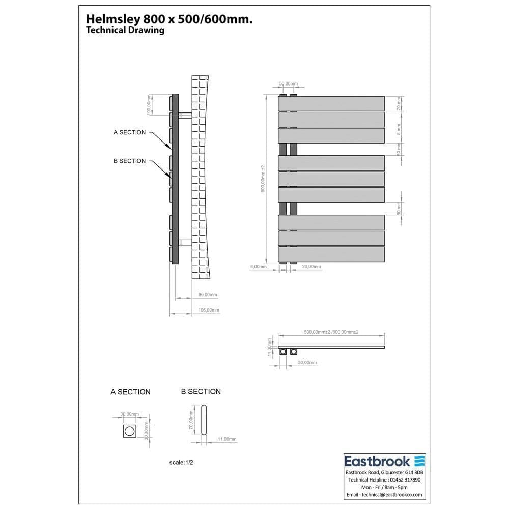 Eastbrook Designer Towel Rail Eastbrook Helmsley Straight Vertical Designer Towel Rail in Matt Black
