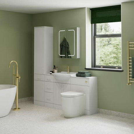 Aquarius Bathrooms Back to Wall Toilet Aquarius Emma Back to Wall Toilet Bundle with Pan, Cistern and Flush Button