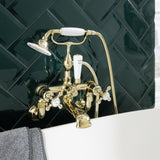 JTP Bath Shower Mixer Polished Gold JTP Grosvenor Cross Wall Mounted Bath Shower Mixer with Kit
