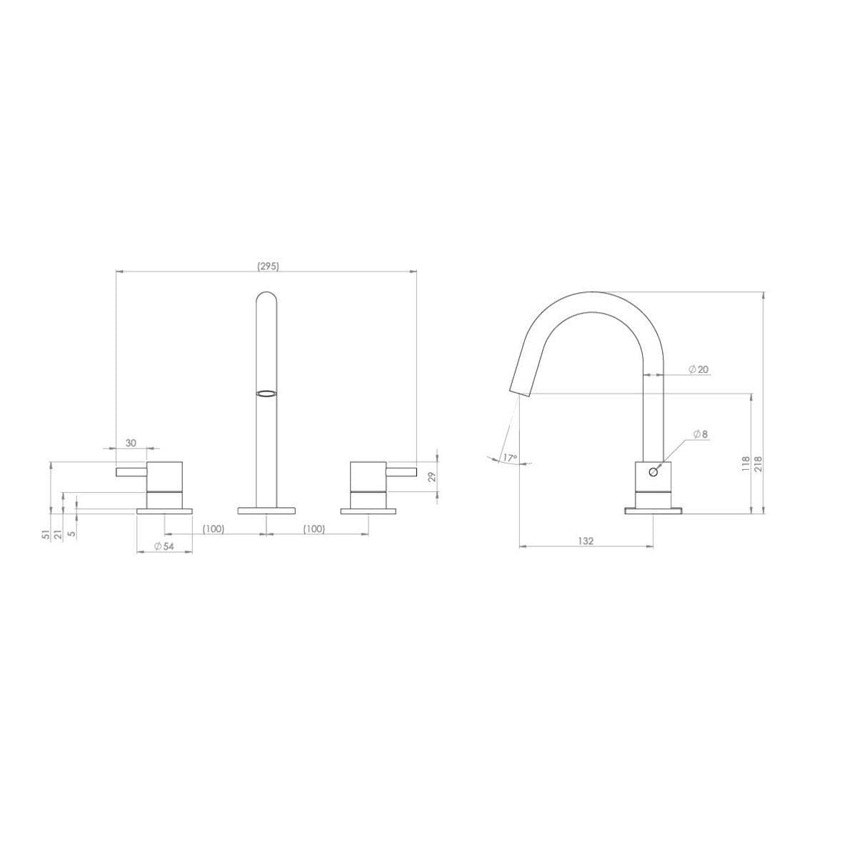 Saneux Cos 3 Hole Deck Mounted Basin Mixer Tap