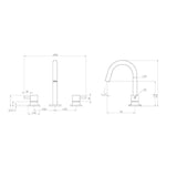 Saneux Cos 3 Hole Deck Mounted Basin Mixer Tap