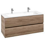 Villeroy & Boch Wall Mounted Vanity Unit Oak Kansas Villeroy & Boch Arto Wall Mounted 1200mm Two Drawer Vanity Unit with Basin