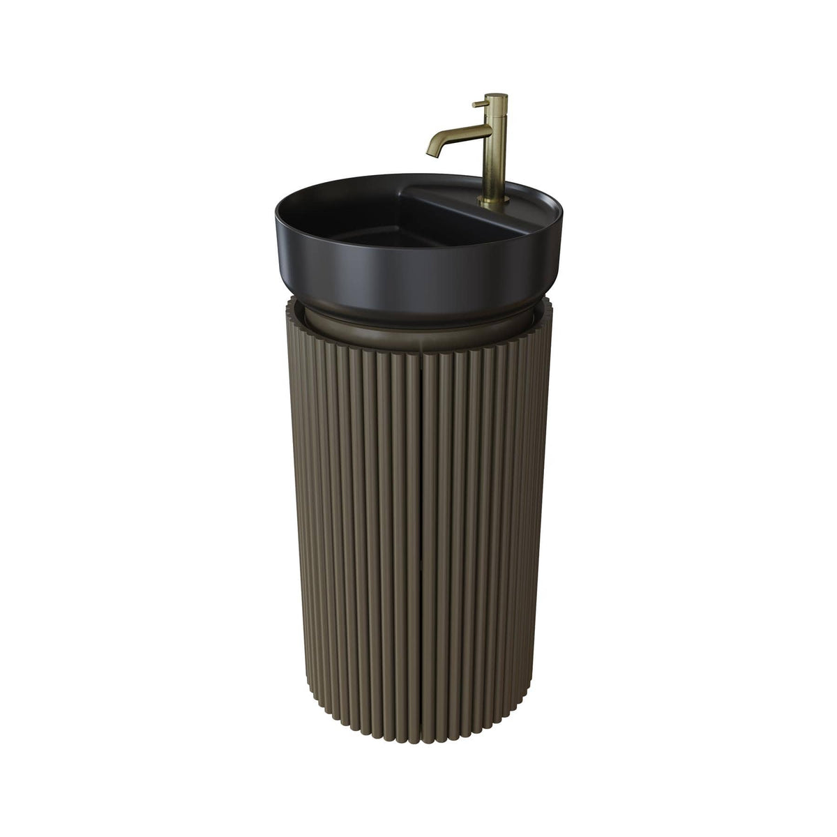 Saneux Oxford 400mm Floor Standing Round Fluted Vanity Unit with Basin