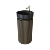 Saneux Oxford 400mm Floor Standing Round Fluted Vanity Unit with Basin