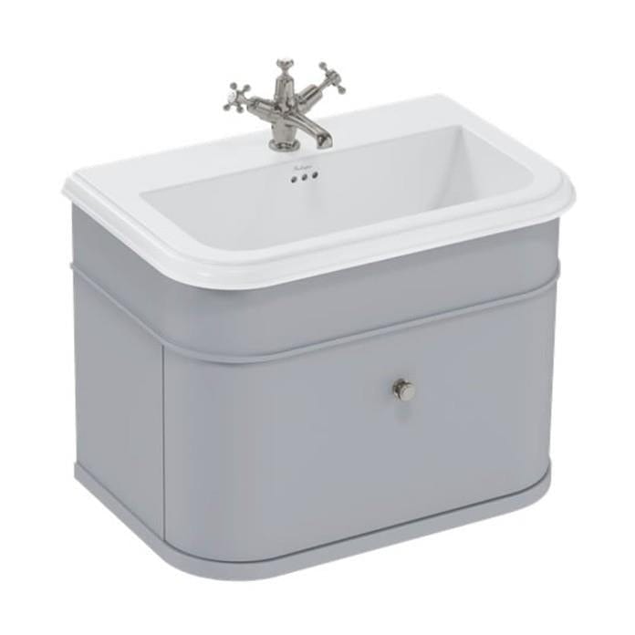 Burlington Wall Mounted Vanity Unit Classic Grey / Ceramic Basin - 1 Tap Hole / Brushed Nickel Burlington Chalfont 750mm Wall Mounted Single Drawer Vanity Unit with Basin