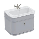 Burlington Wall Mounted Vanity Unit Classic Grey / Ceramic Basin - 1 Tap Hole / Brushed Nickel Burlington Chalfont 750mm Wall Mounted Single Drawer Vanity Unit with Basin