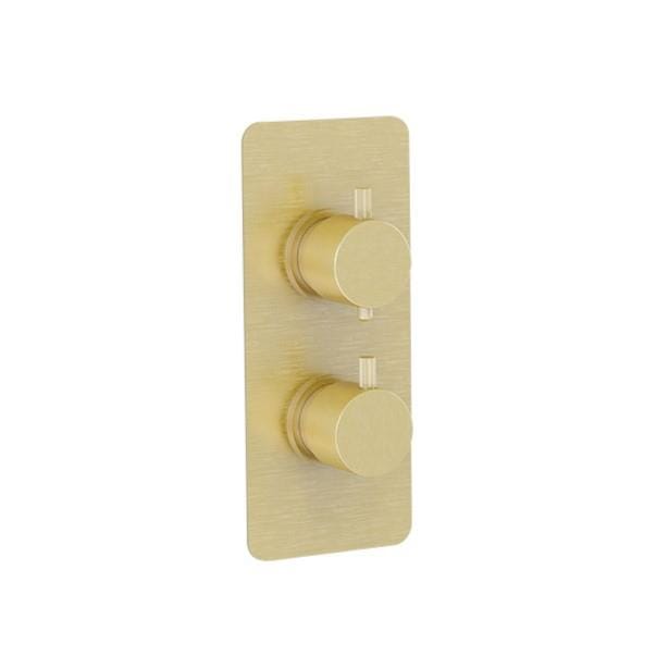 Imex Concealed Shower Valve Brushed Brass Imex Ravine 2 Outlet, 2 Handle Concealed Thermostatic Shower Valve