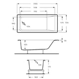 Roca Single Ended Bath Roca Bilbao Single Ended Bath - 1700 x 700mm