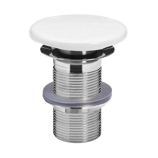 Crosswater Basin Waste Crosswater White Ceramic Click Clack Unslotted Basin Waste in Chrome