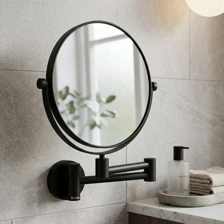 Smedbo Cosmetic and Shaving Mirror Matt Black Smedbo Outline Round Extendable Magnified Mirror
