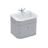 Burlington Wall Mounted Vanity Unit Classic Grey / Ceramic Basin - 3 Tap Hole / Chrome Burlington Chalfont 650mm Wall Mounted Single Drawer Vanity Unit with Basin