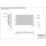 Eastbrook Panel Radiator Eastbrook Charlton Horizontal Aluminium Designer Radiator in Matt White
