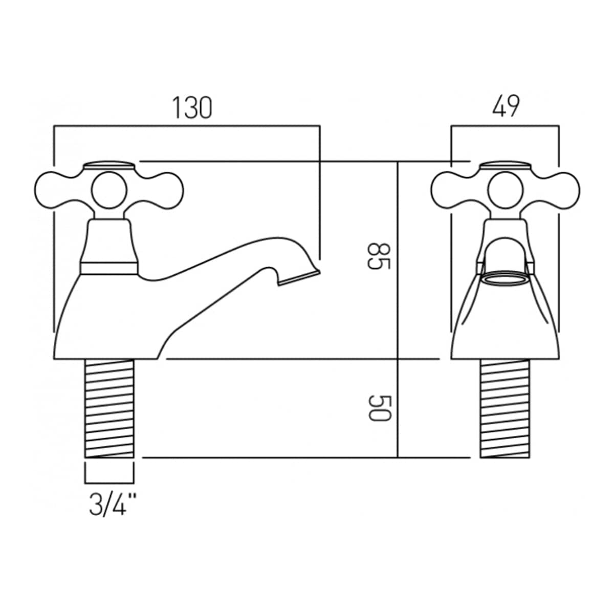 Vado Pillar Bath Tap Vado Victoriana Bath Pillar Taps (Pair) in Antique Gold