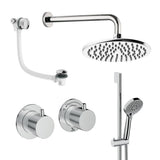 UK Bathroom Store Concealed Shower Set Chrome / Wall Arm / 200mm Crosswater Module Shower Set 7 - 3 Outlet with Riser Rail Kit, Overhead Shower and Overflow Bath Filler