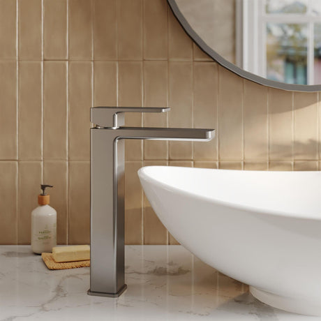 Aquarius Bathrooms Tall Basin Tap Brushed Pewter Aquarius Tetra Tall Mono Basin Mixer Tap