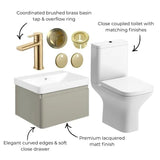 Aquarius Bathrooms Suites Aquarius Sophie 605mm Wall Hung Vanity Unit, Close Coupled Toilet, Tap and Fittings Bundle