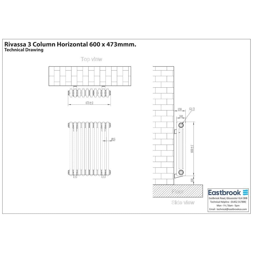 Eastbrook Rivassa Traditional 3 Column Radiator in Matt Anthracite