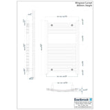 Eastbrook Ladder Rail Eastbrook Wingrave Vertical Curved Heated Towel Rail - 800 x 500mm - Chrome