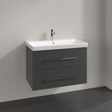 Villeroy & Boch Wall Mounted Vanity Unit Graphite with Chrome Handles Villeroy & Boch Avento Wall Hung Vanity Unit 780mm Two Drawers with Basin