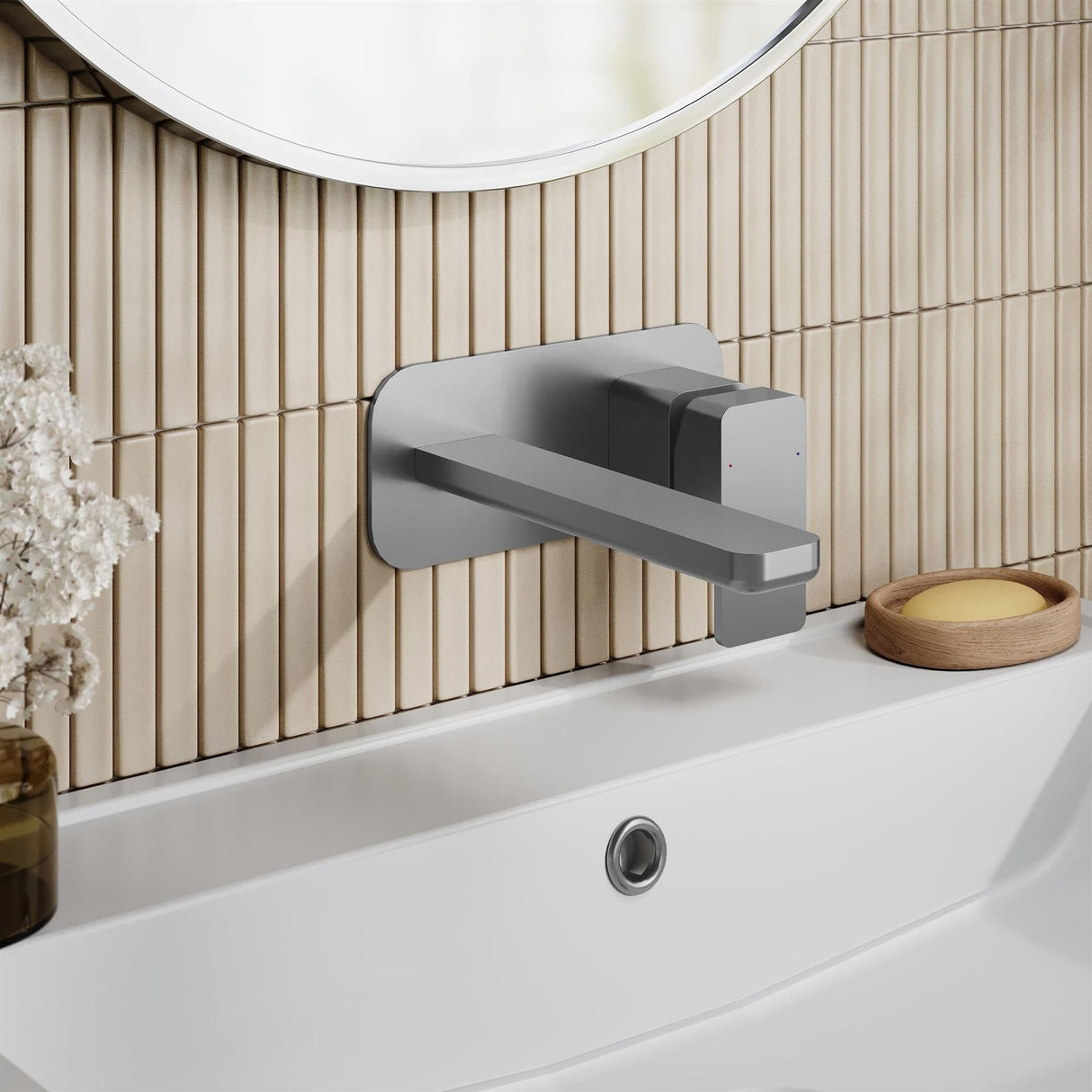 Aquarius Bathrooms Wall Mounted Basin Tap Brushed Pewter Aquarius Tetra Wall Mounted 2 Tap Hole Basin Mixer Tap