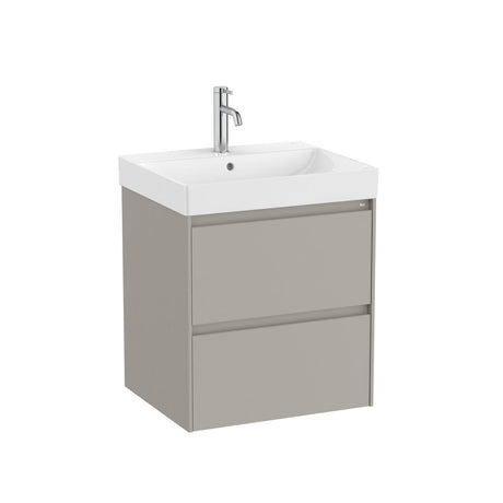 Roca Wall Mounted Vanity Unit Matt Grey Roca Ona 550mm Wall Mounted Two Drawer Vanity Unit with Basin